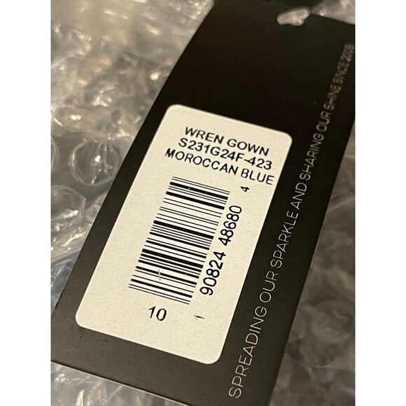 Sachin & Babi NEW Size 10 Moroccan Blue Crepe Embroidered Wren Cape Maxi Gown - Picture 8 of 12